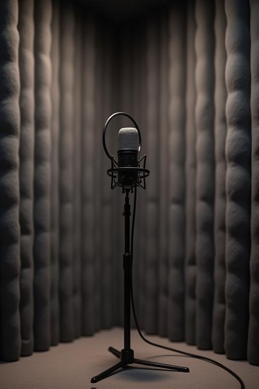 Cabine de voice-over dedicada e à prova de som na Sonora Produções com microfone